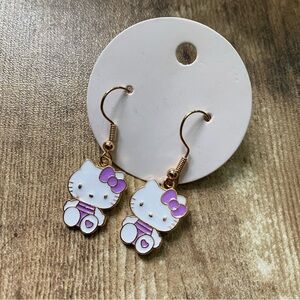 HELLO KITTY inspired wire dangling earrings New
